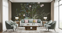Quiet hallways open into garden-bright energy from this chinoiserie wall mural.