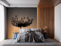 Wild seed head silhouette stands sharp against a glowing sunset on this wall mural.