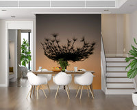 Razor-thin spokes radiate outward from the stem on this silhouette wall mural.