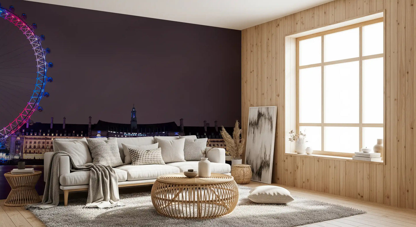 Glassy Thames water doubles every neon light in this cinematic London wall mural., GD9738