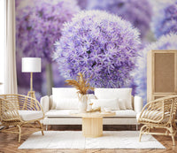 Star-shaped florets cluster into perfect globes on this floral orb wall mural.