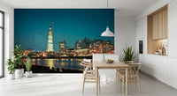 River Thames at twilight wall mural in a bright dining room