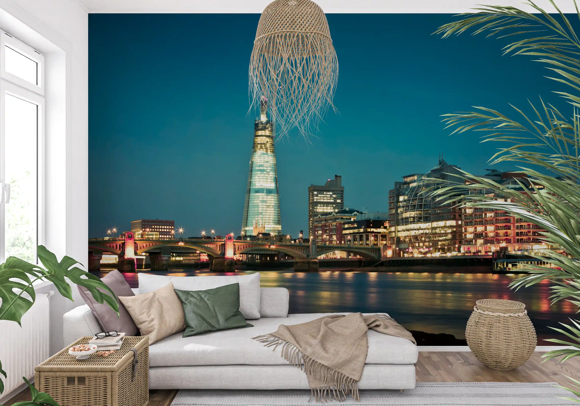 Southwark Bridge and The Shard captured in the London Twilight wall mural