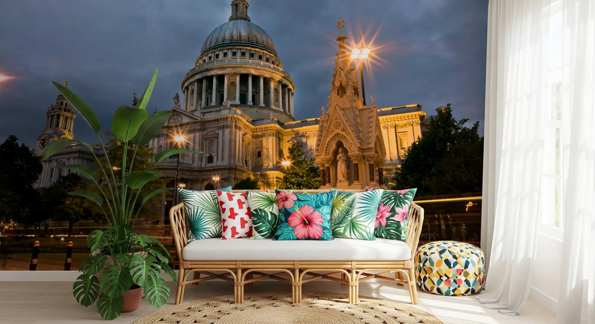 Deep navy clouds above St. Paul's Cathedral in the Evening Glow wall mural