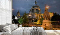 St. Paul's Evening Glow wall mural giving a bedroom a London night-sky backdrop
