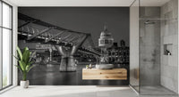 Monochrome London wall mural with St Paul's in a bathroom setting