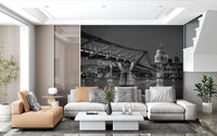 St Paul's Cathedral rising behind the Millennium Bridge in this wallpaper