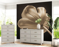 Tulip Bloom wall mural in sepia cream tones brightening a Living room area, GD9745