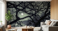 Intricate branch network on the Midnight Branches wall mural in grey and black, GD9749