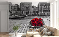 Selective colour Venice wall mural set as a focal point in a living room, GD9751
