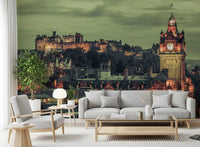 Balmoral Hotel clock tower glowing amber in the Edinburgh's Grandeur wall mural