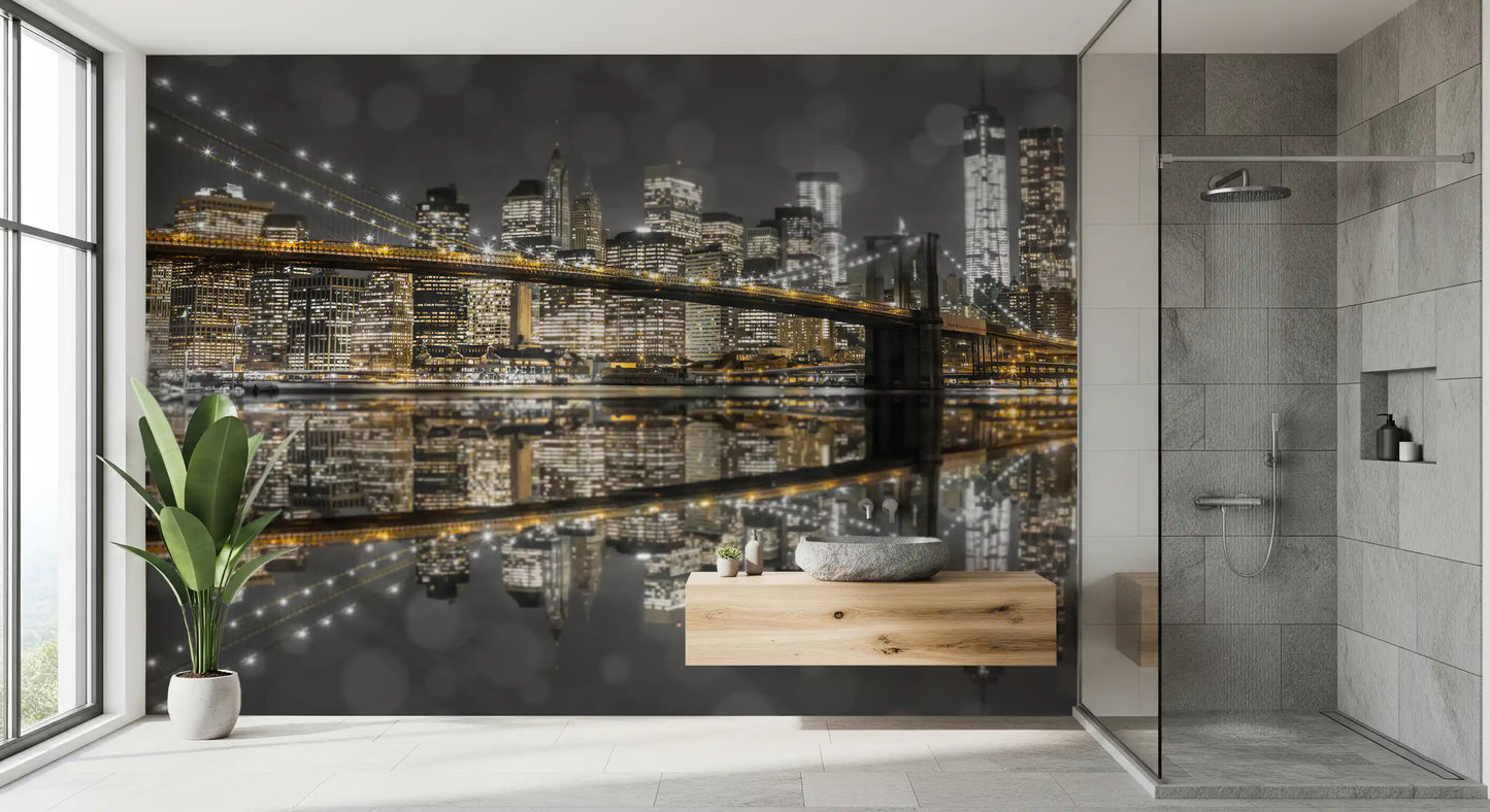 City of Gold & Gray: NYC Nightscape Wall Mural