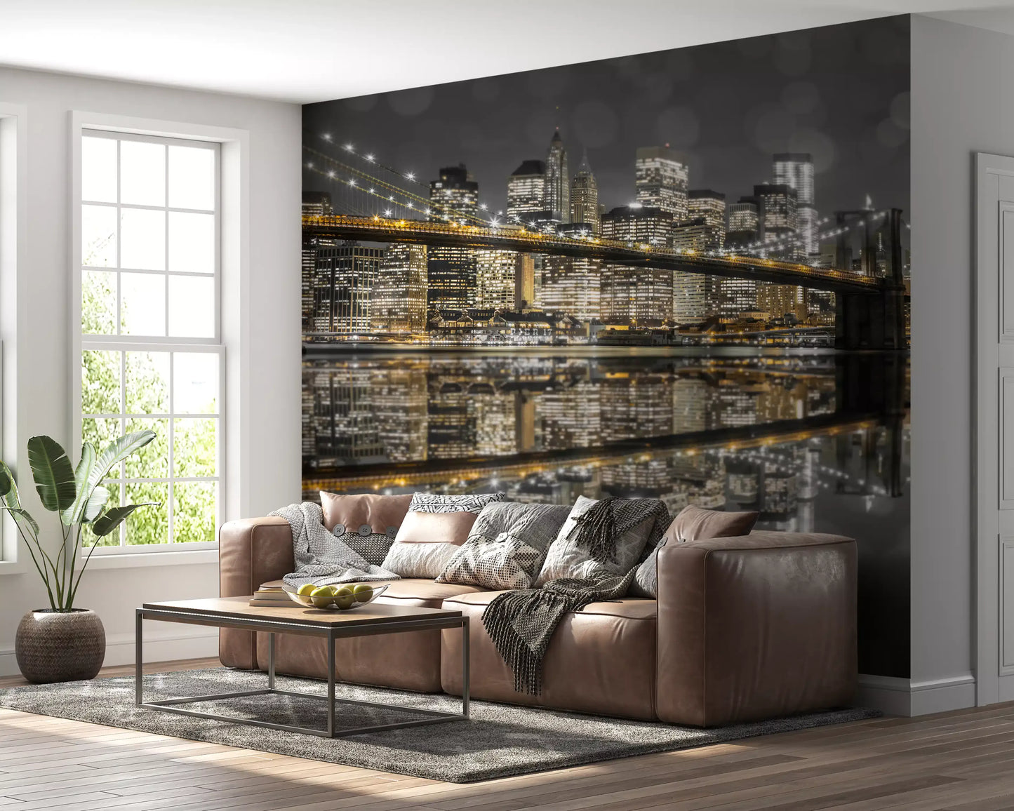 City of Gold & Gray: NYC Nightscape Wall Mural