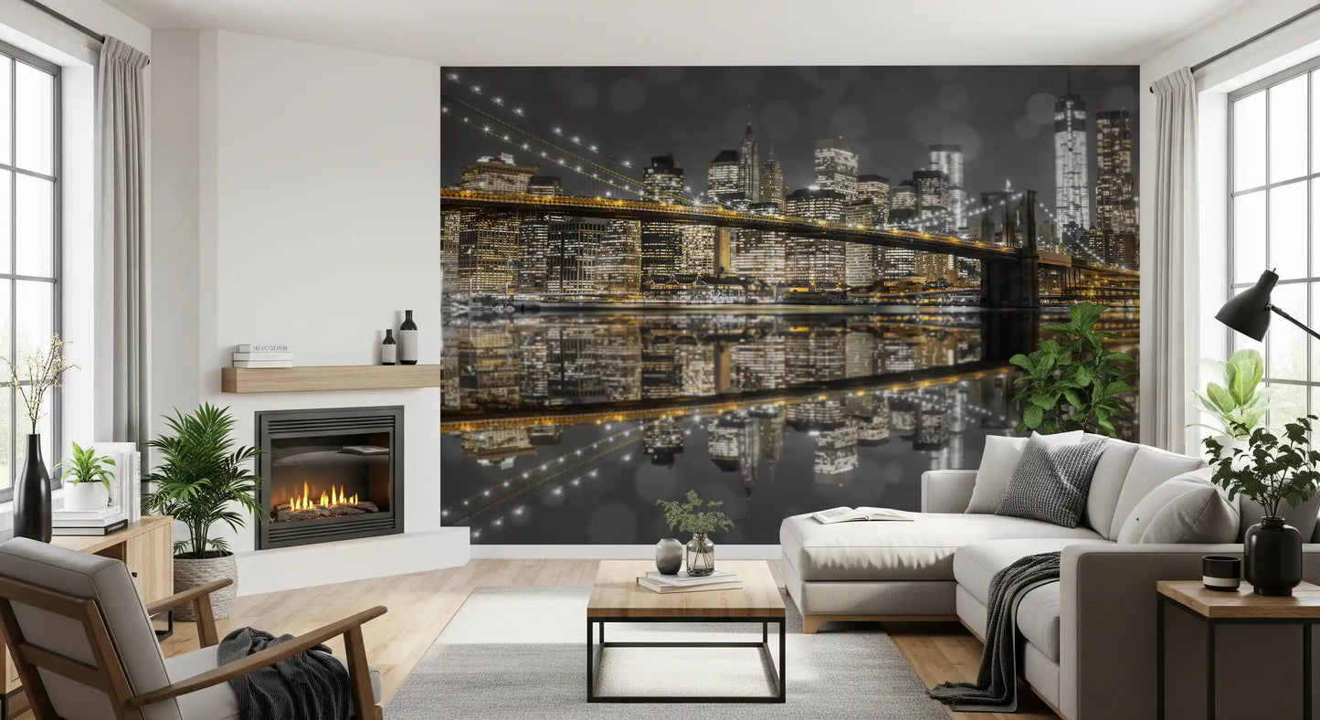 City of Gold & Gray: NYC Nightscape Wall Mural