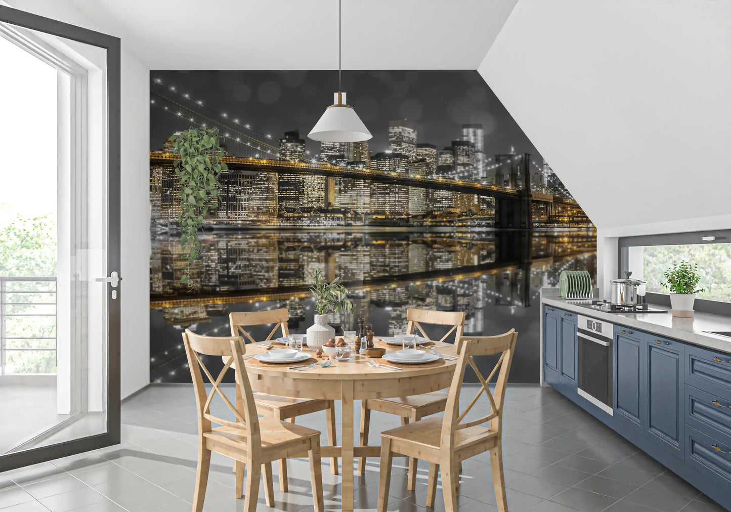 City of Gold & Gray: NYC Nightscape Wall Mural