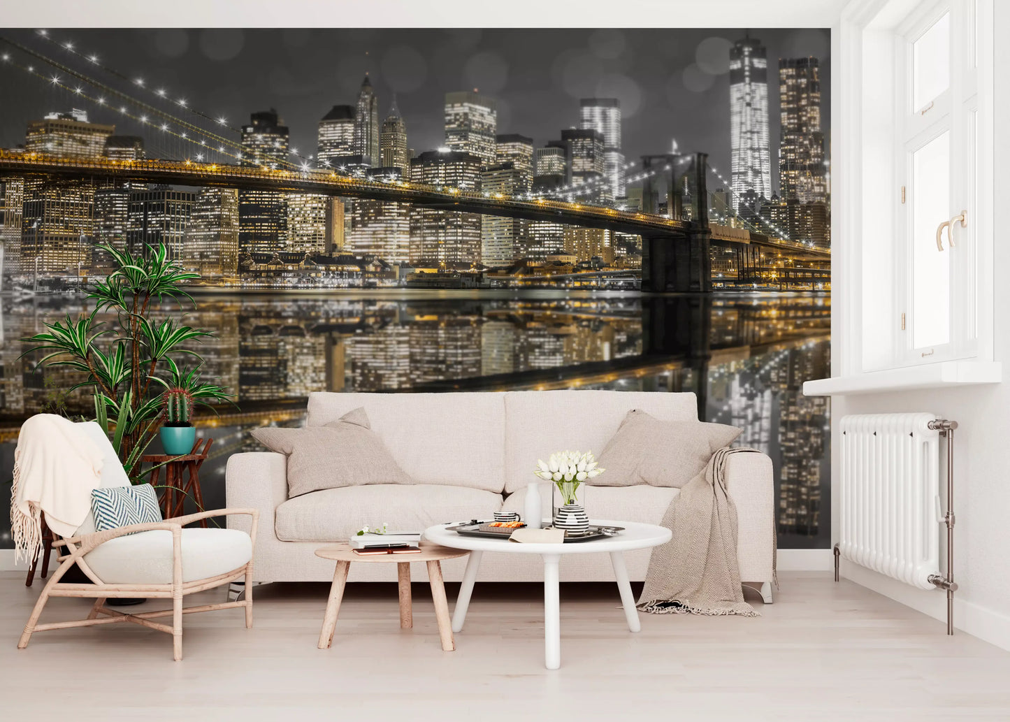 City of Gold & Gray: NYC Nightscape Wall Mural