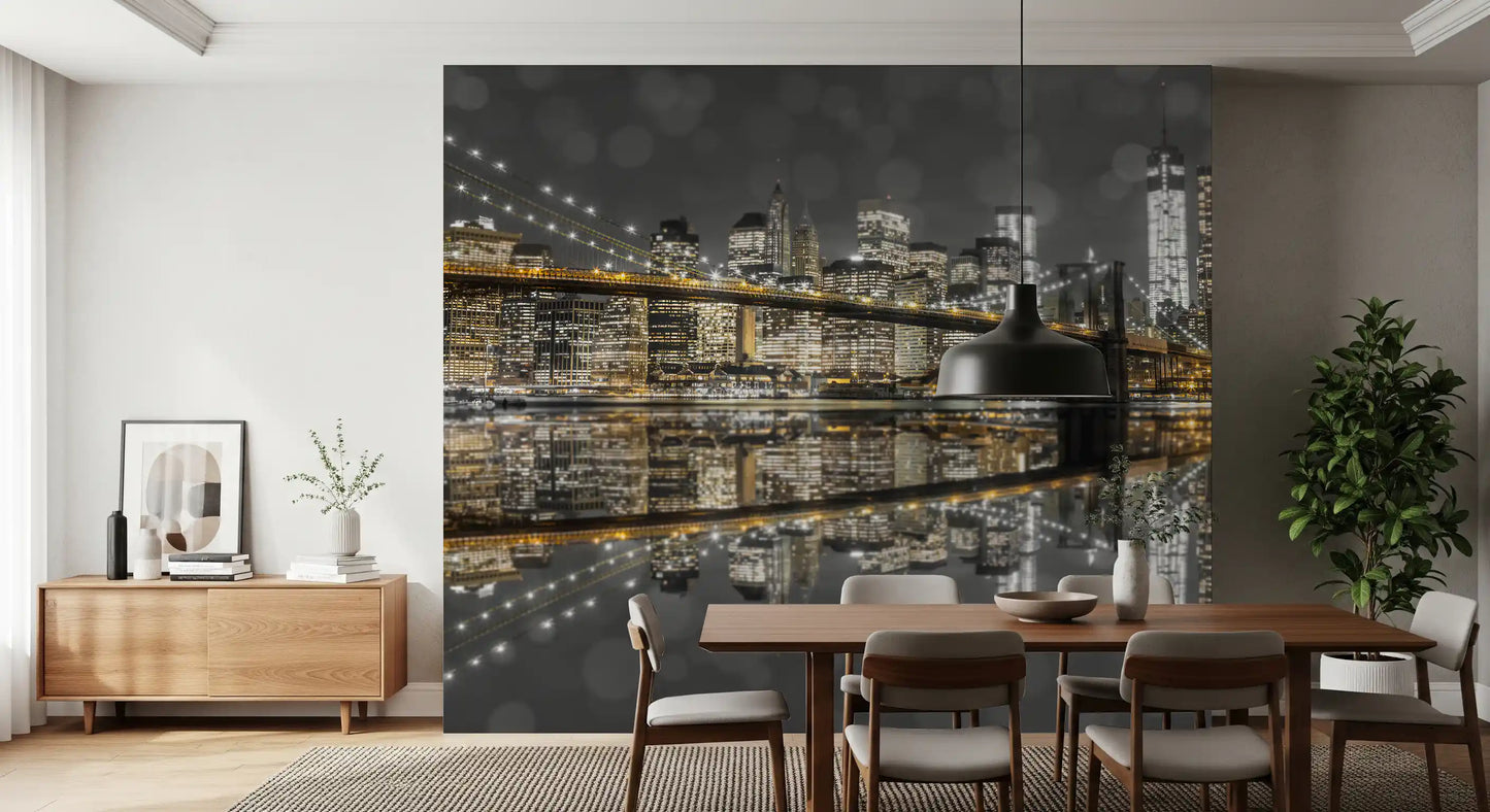 City of Gold & Gray: NYC Nightscape Wall Mural