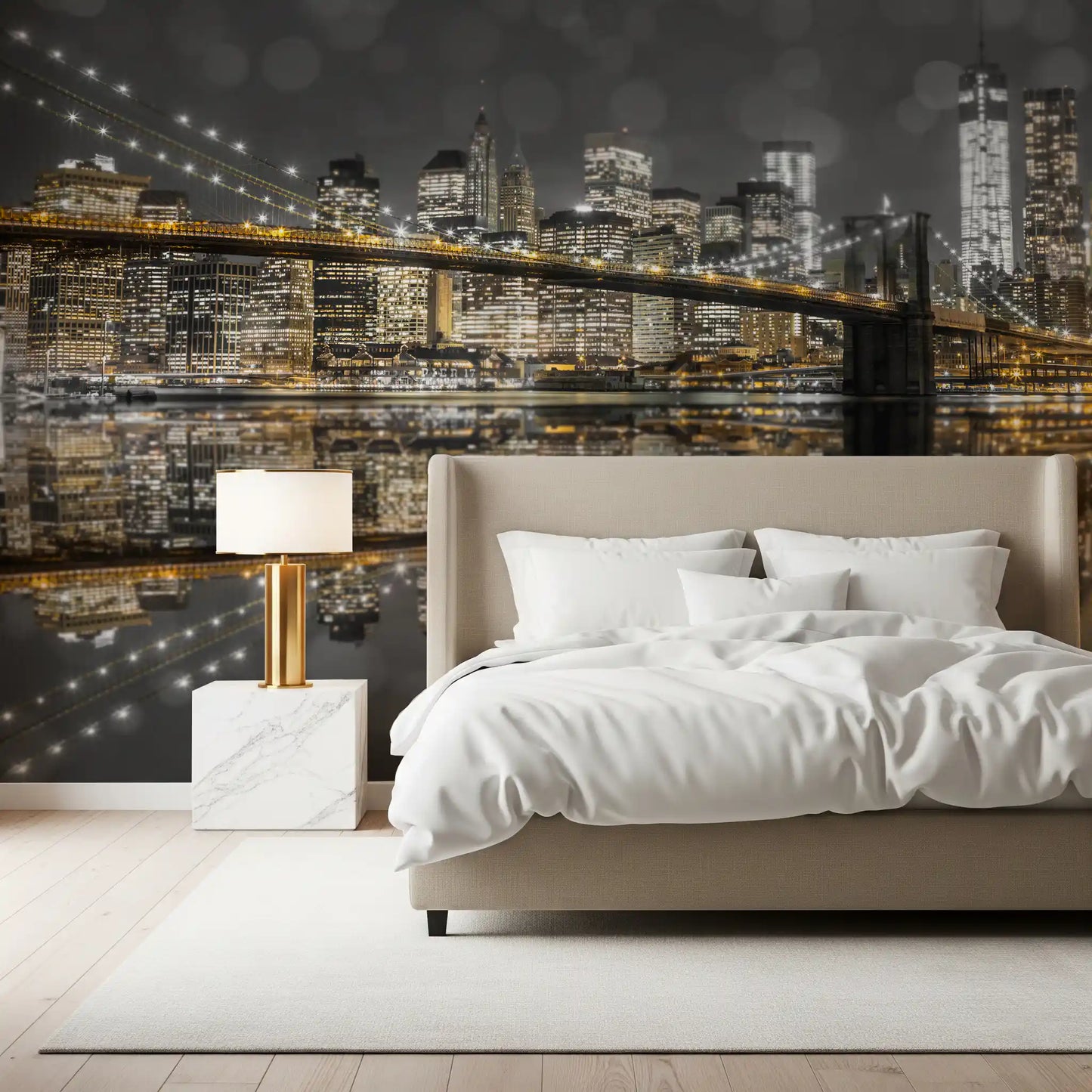 City of Gold & Gray: NYC Nightscape Wall Mural