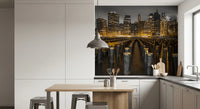 Monochrome skyscrapers with amber glow in the Golden Skyline Contrast wall mural