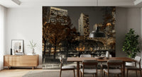 Autumn trees and Manhattan skyline on the Urban Oasis wall mural in a Dining room