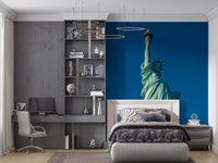 Torch and crown detail on the Liberty's Azure Grace wall mural