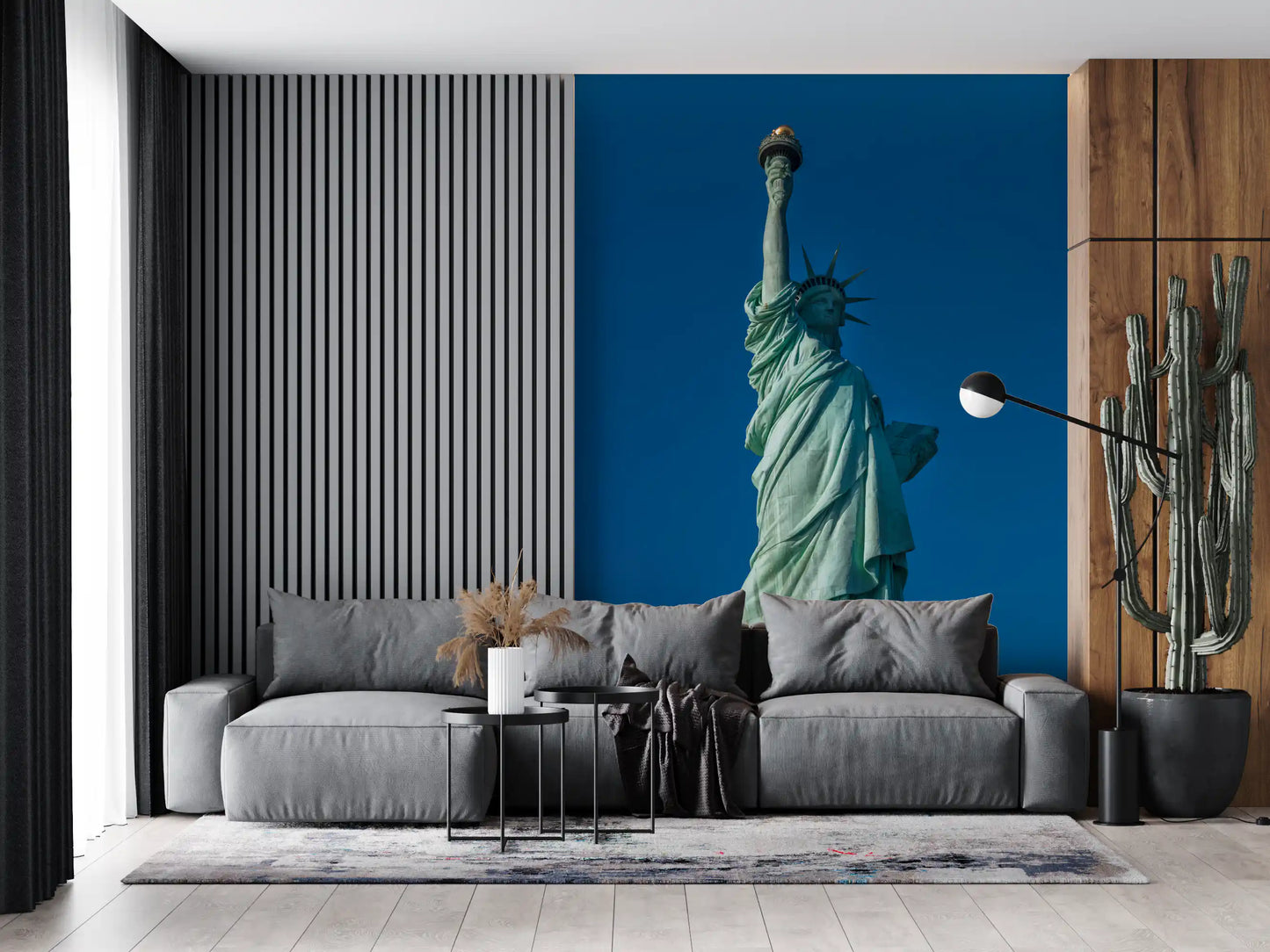 Full-height Statue of Liberty wall mural in a Living room 
