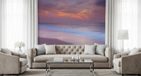 Beach Serenity wall mural with pastel hues set in a lounge area, GD9763