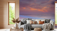 Wide beach shoreline and pastel sunset sky on this Serenity wall mural, GD9763