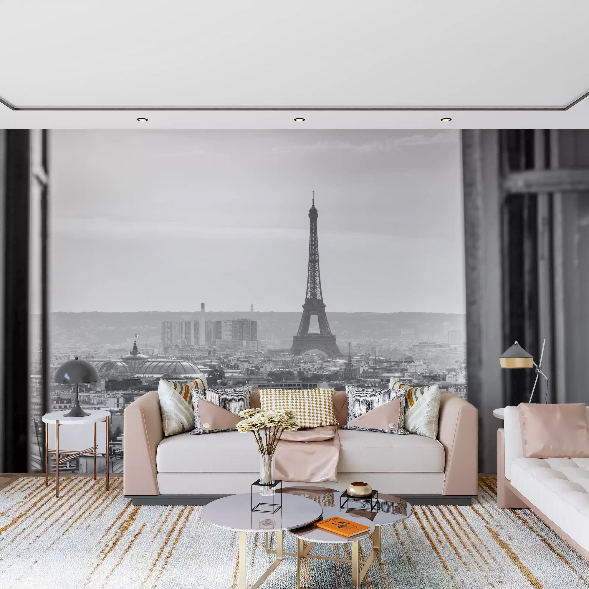 Parisian Window View Wall Mural elegant city window scene mural design GD9765