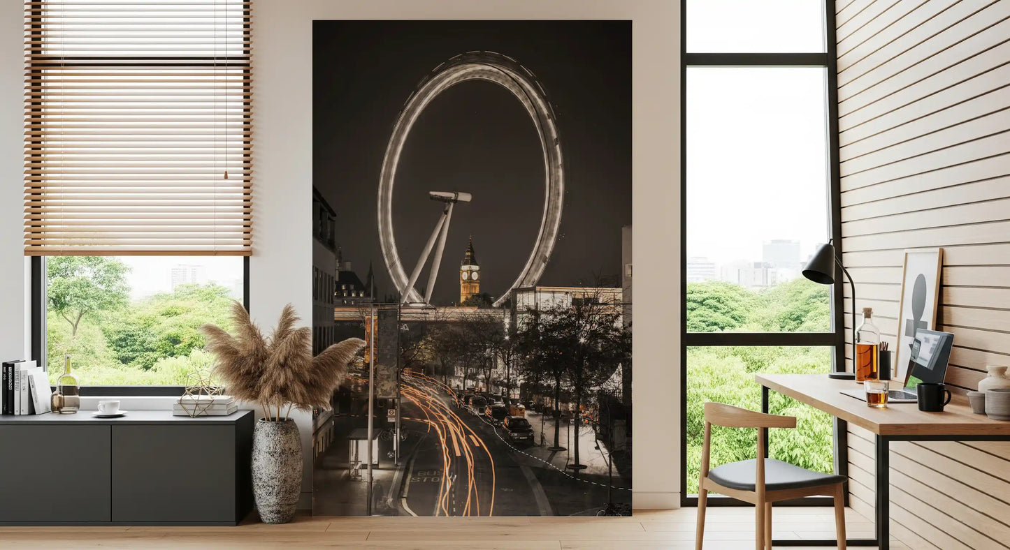 Big Ben & The Thames Wheel Wall  Mural panoramic London skyline  GD9766artwork