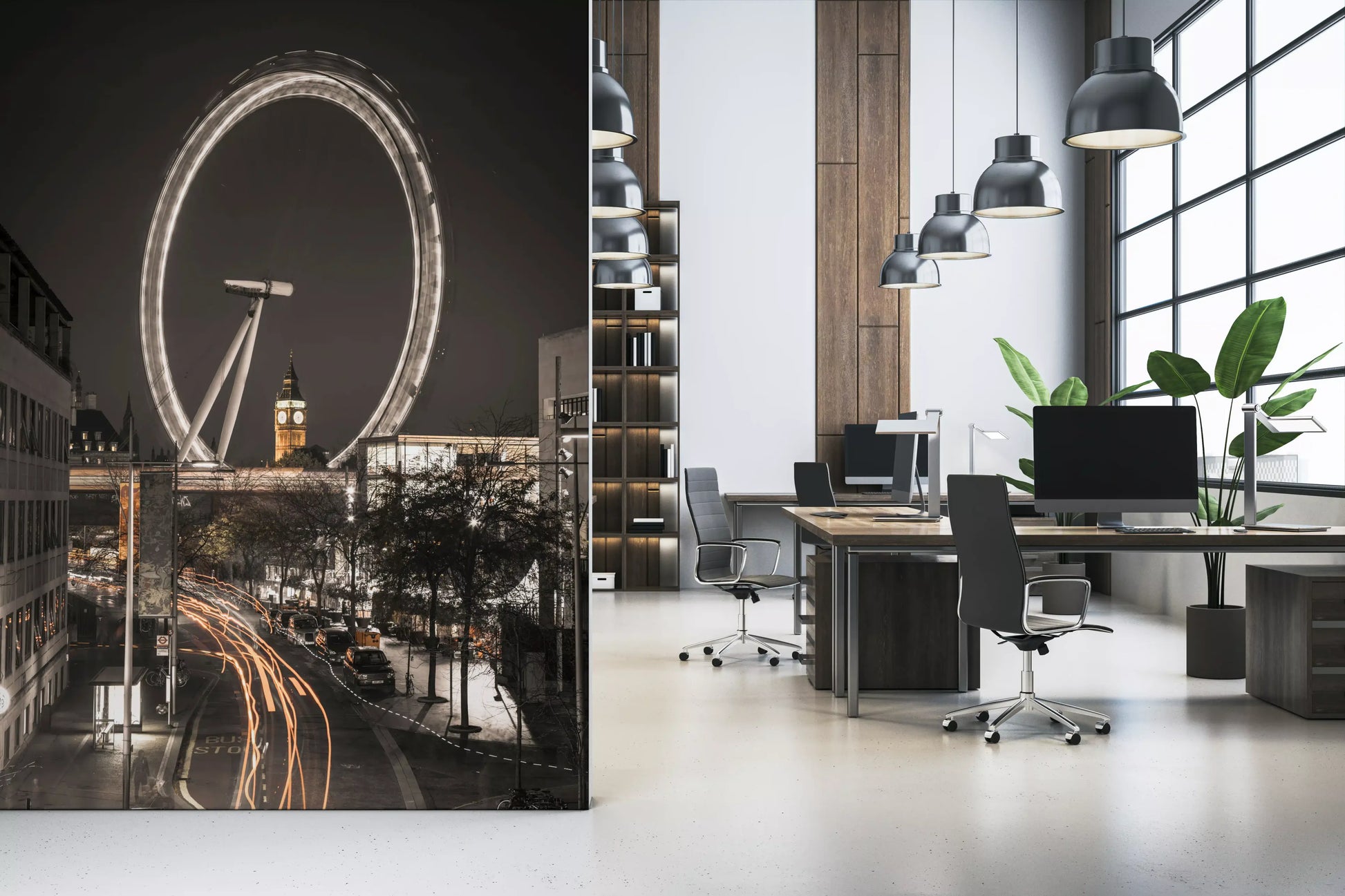 Big Ben & The Thames Wheel Wall Mural iconic river Thames night view GD9766
