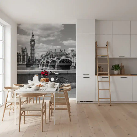 London Love Monochrome & Red Roses Wall Mural romantic city rose theme GD9771