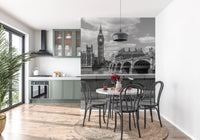 London Love: Monochrome & Red Roses Wall Mural