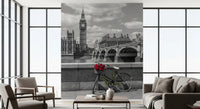 London Love: Monochrome & Red Roses Wall Mural