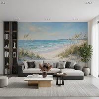 Wall mural of a sandy dune path framed by sea oats and sage foliage.