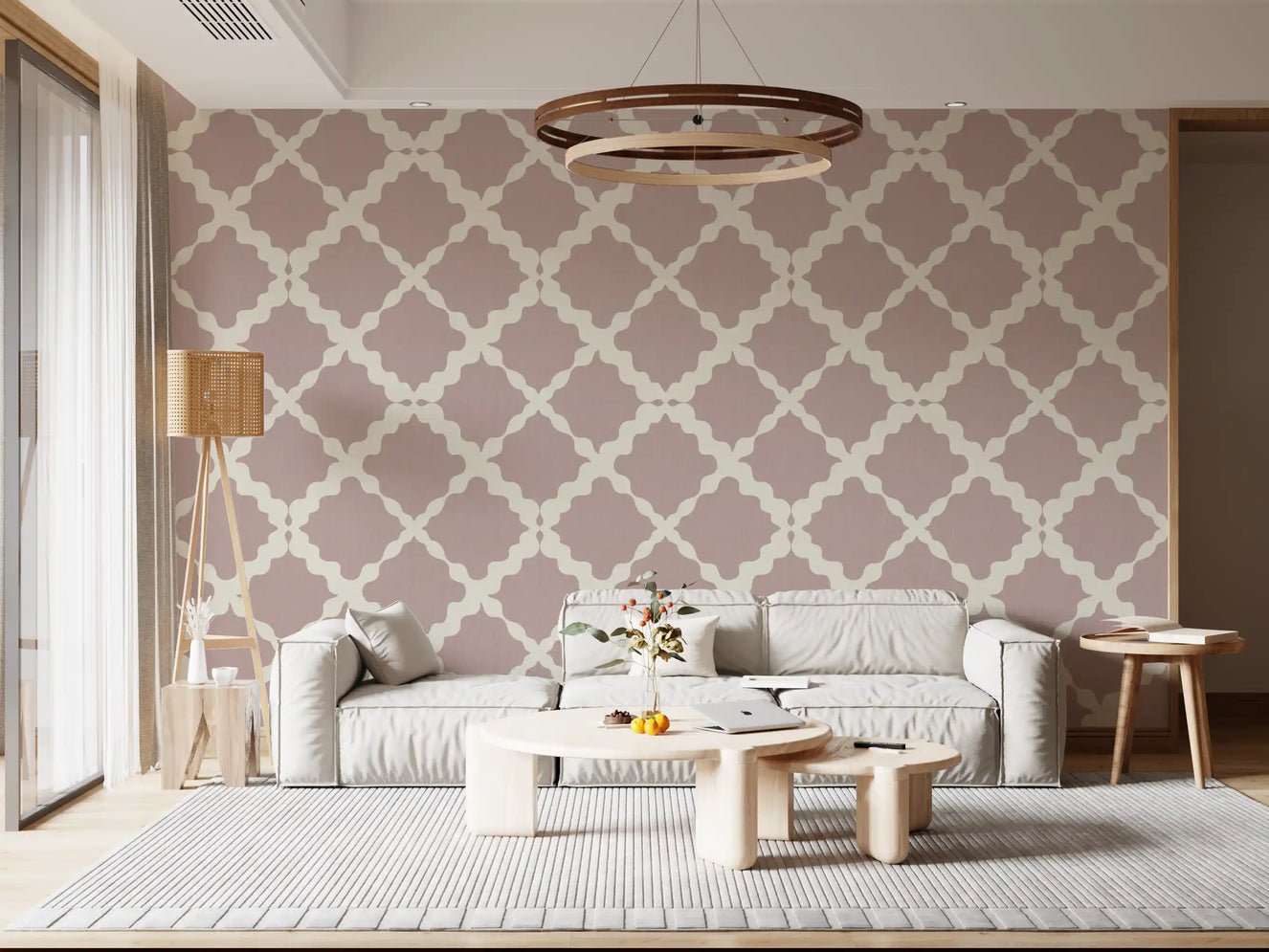 Textured Lattice Trellis Geometric Dusty Rose Minimalist Modern Wallpaper⁠