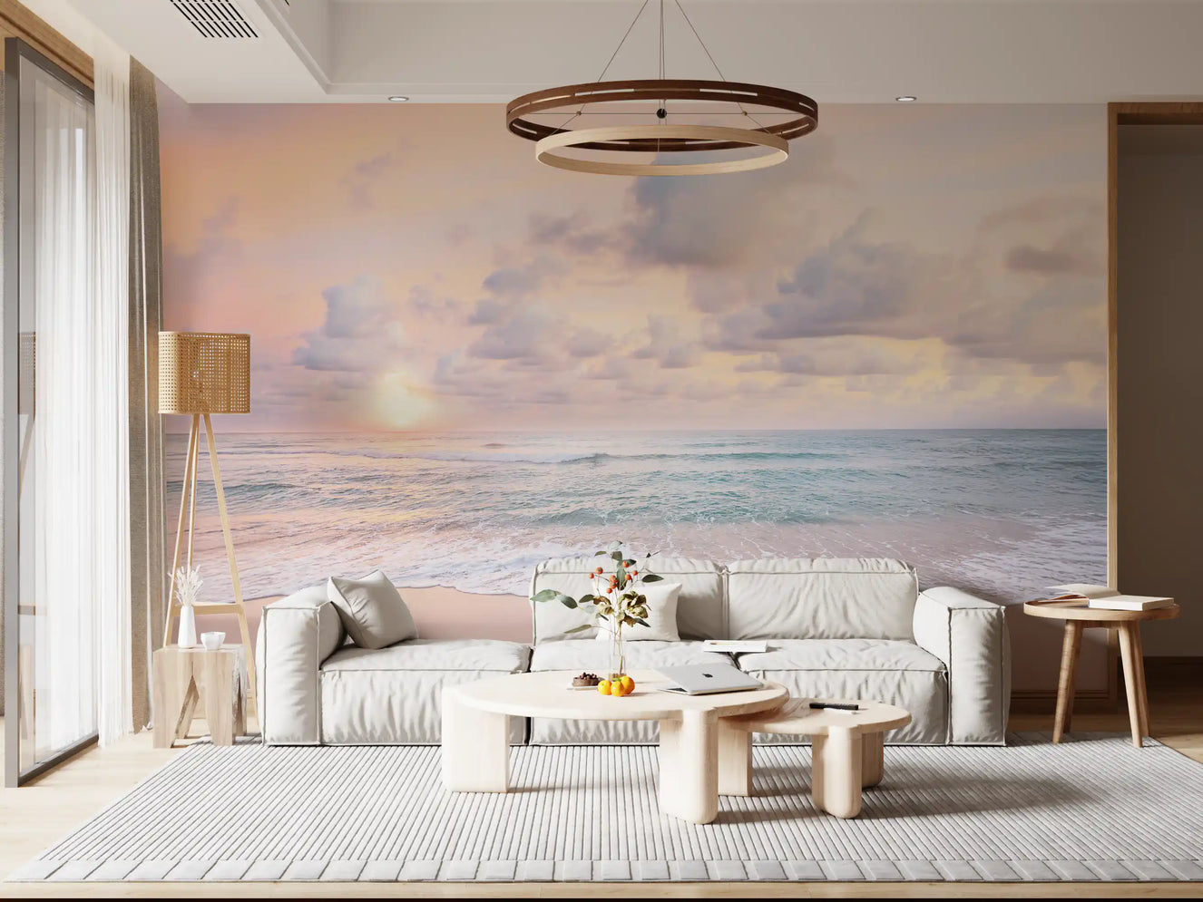 Peach Sky, Teal Sea Wall Mural
