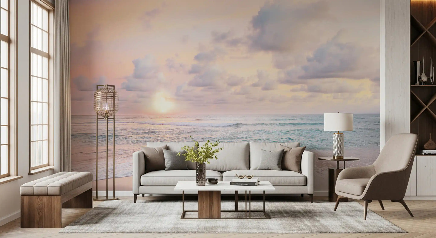 Peach Sky, Teal Sea Wall Mural