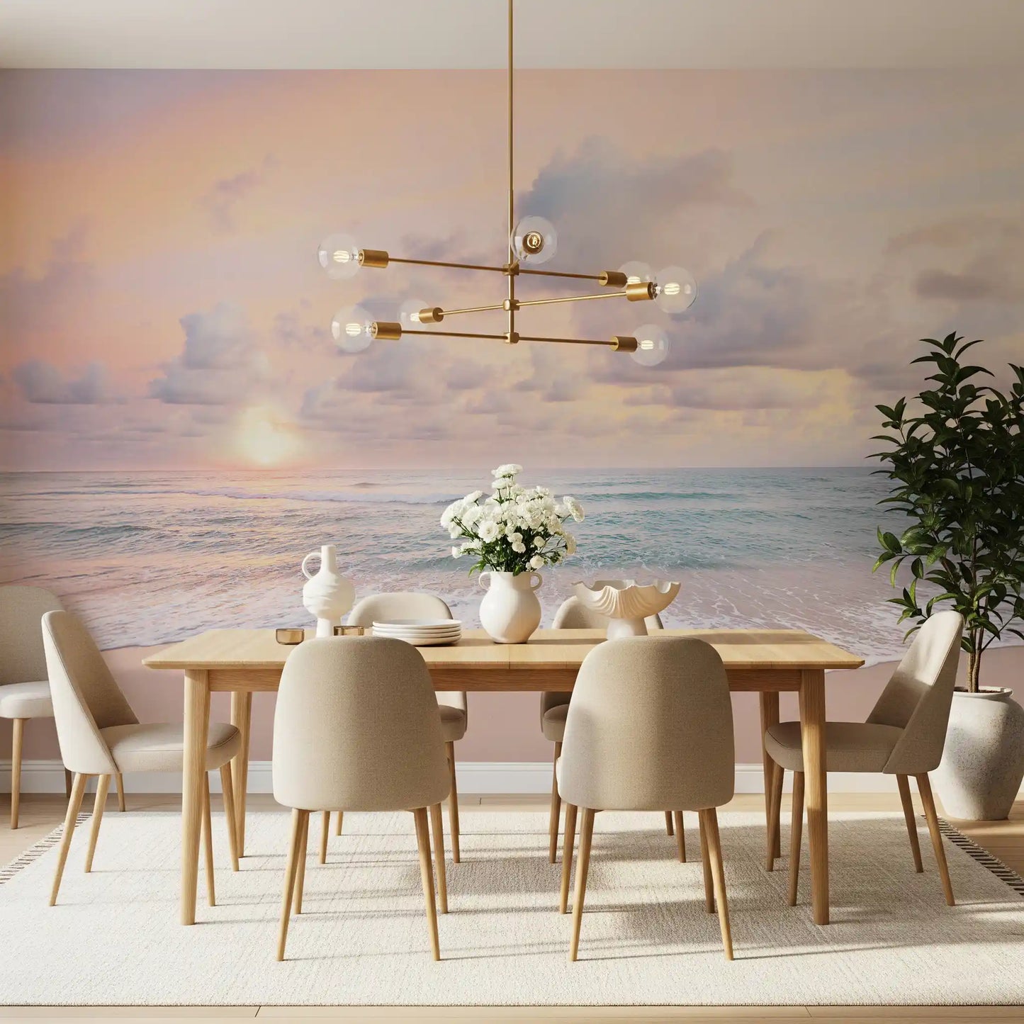 Peach Sky, Teal Sea Wall Mural
