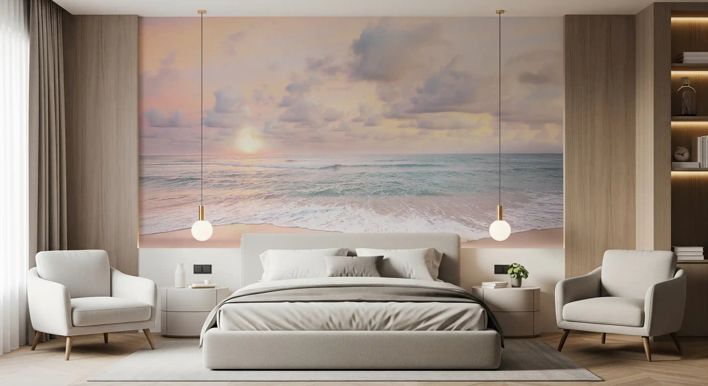 Peach Sky, Teal Sea Wall Mural