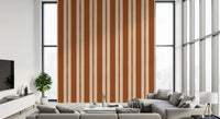 Peel and stick terracotta stripe and cream scallop wallpaper pattern., GD9791