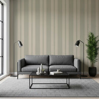 Muted scallop dot stripes wallpaper in sage green and cream., GD9793