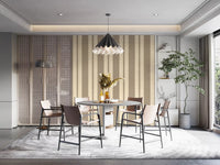 Subtle scallop border stripe wallpaper in warm taupe tone.