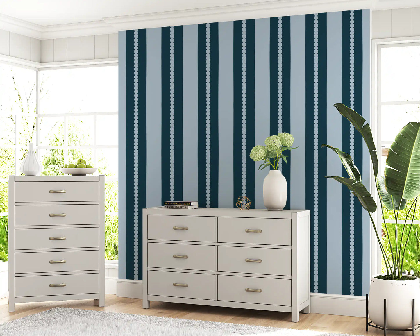 Scallop & Dot Vertical Harmony Wallpaper⁠