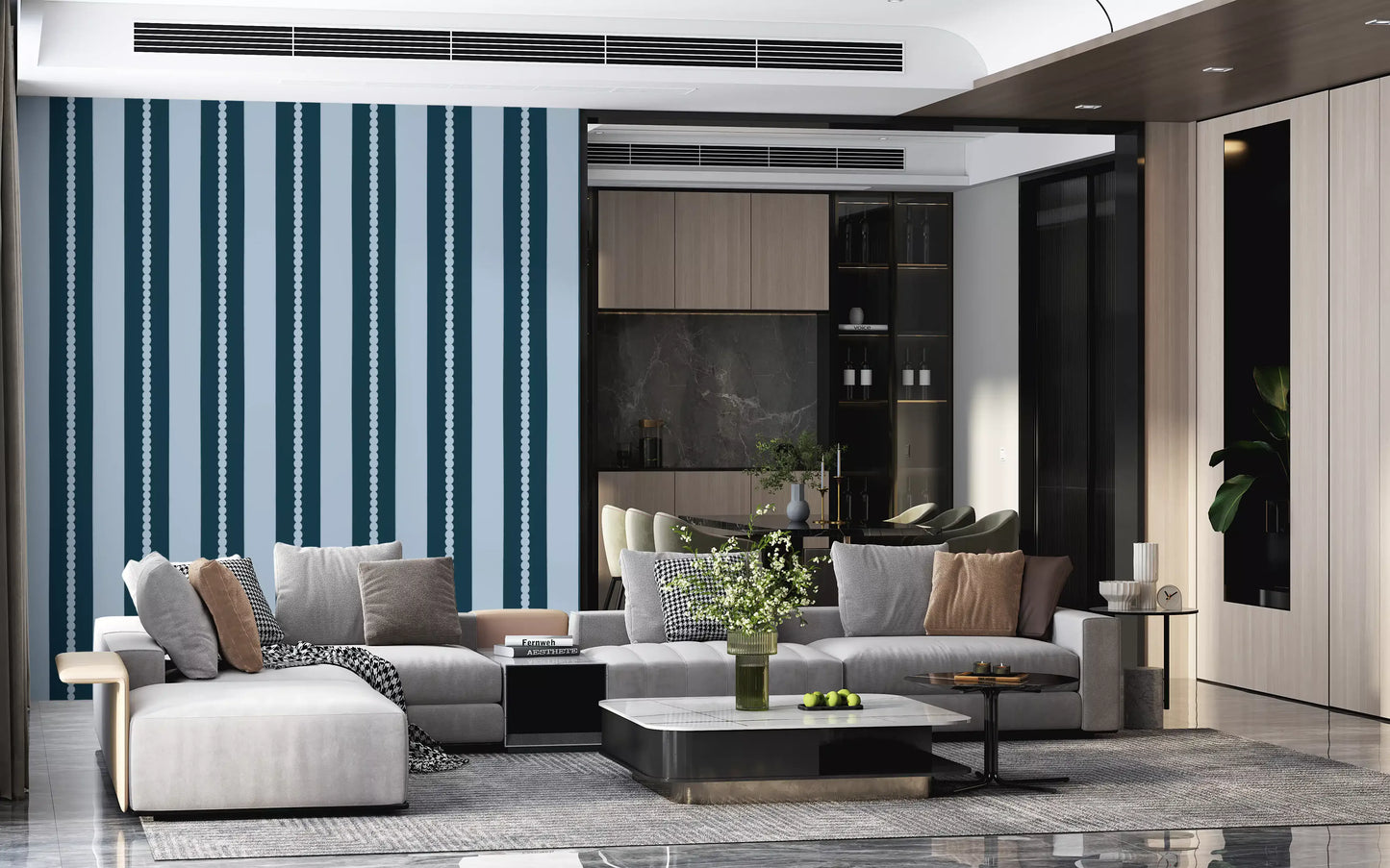 Scallop & Dot Vertical Harmony Wallpaper⁠