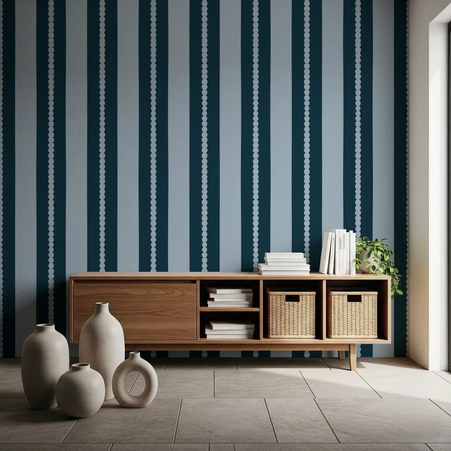 Scallop & Dot Vertical Harmony Wallpaper⁠