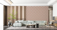 Warm tone wavy checkerboard wallpaper print in peach and cream., GD9801