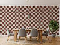 Retro wavy checkerboard wallpaper in modern dining room setting., GD9802