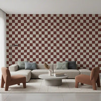 Abstract ripple check wallpaper in warm brown and beige., GD9802