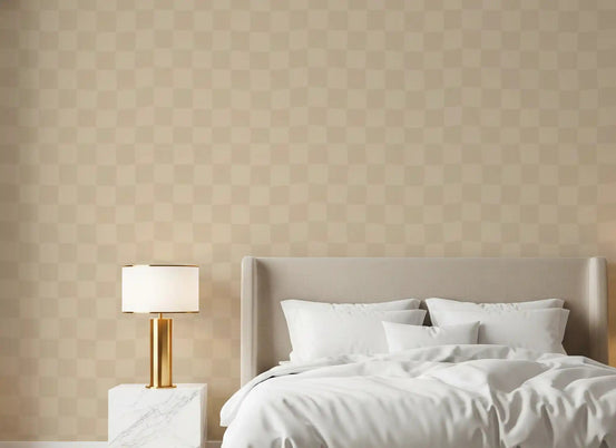 Wavy beige checks wallpaper covering for bedroom feature wall., GD9805